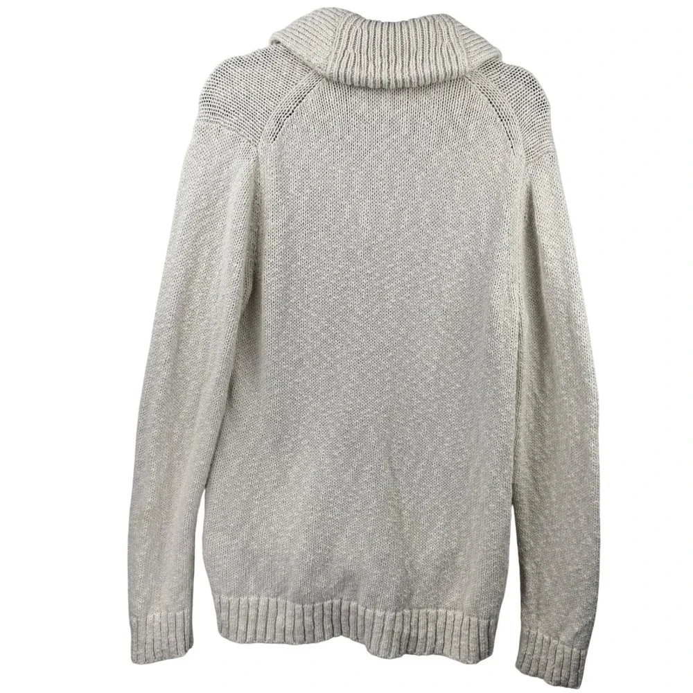 Banana‎ Republic Cardigan Sweater Mens Large Cream Cotton Shawl Collar Chunky